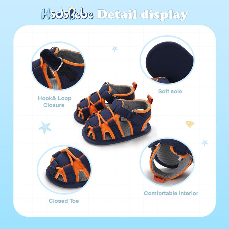 HsdsBebe Infant Baby Boys Girls Summer Beach Sandals Breathable Athletic Anti-slip Soft Sole Newborn First Walker Crib Shoes - Image 4